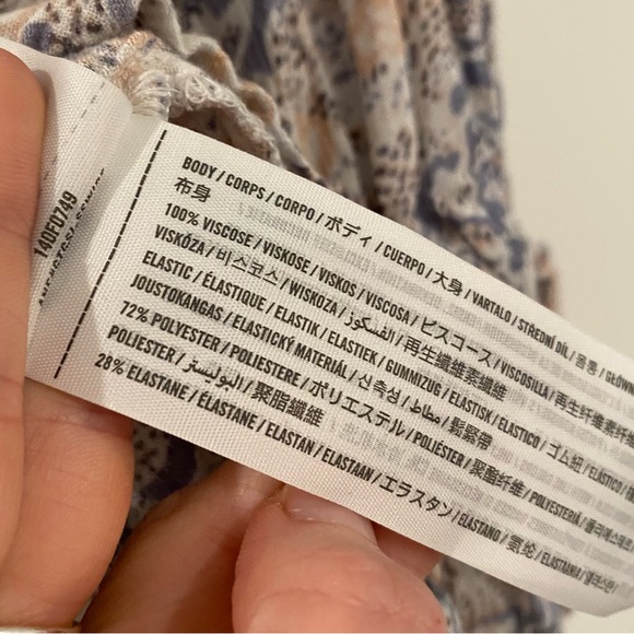 Abercrombie & Fitch Pastel Pink Light Blue Boho Quarter Sleeve Button Blouse - Picture 6 of 8